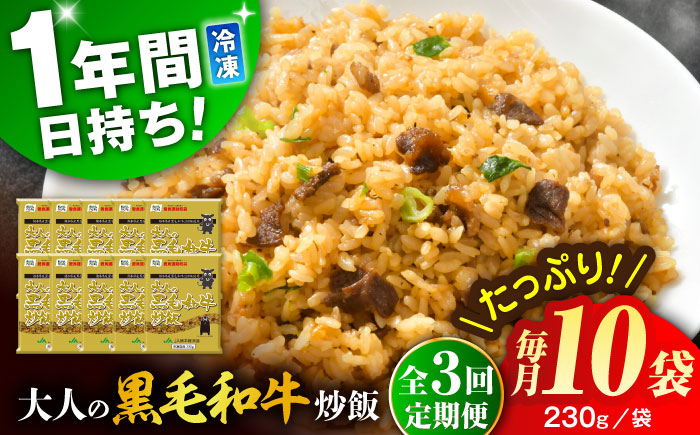 【全3回定期便】熊本県産 こだわり炒飯 大人の黒毛和牛炒飯 計2.3kg (230g×10)【ユーユーフーズ株式会社】 [BHCS019]