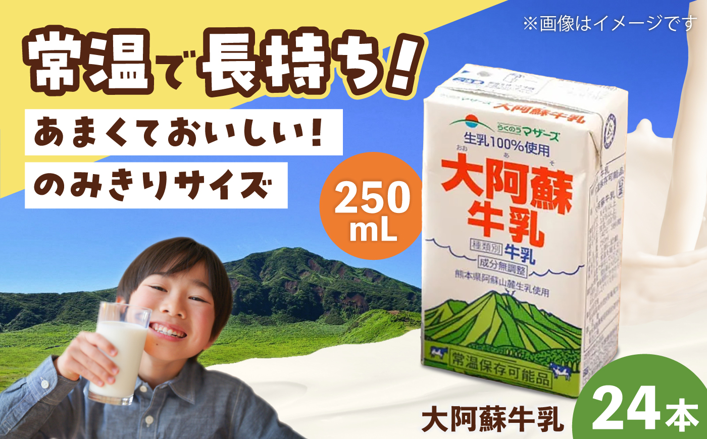 大阿蘇 牛乳 250ml(24本入り) / 阿蘇 熊本 乳牛 生乳 牛乳 ミルク 無調整 自然 らくのう 【合同会社 たべたせいか】 [BHBY011]