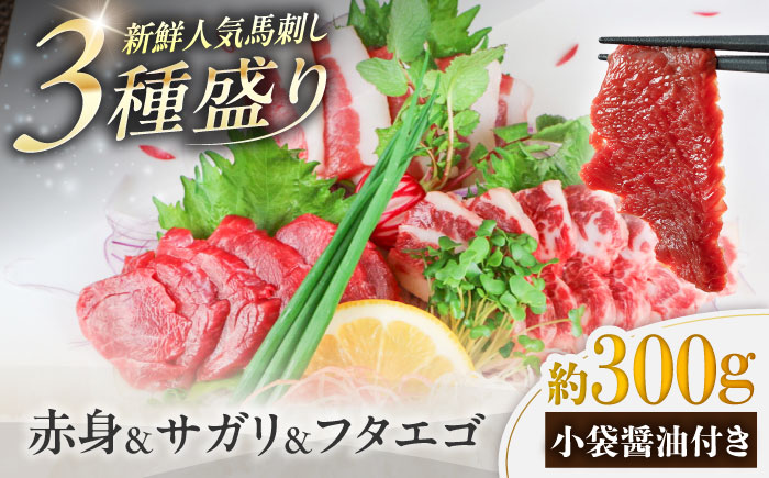 馬刺し 3種 盛合わせ 約300g (赤身 サガリ フタエゴ) 馬刺し 馬肉 ばにく うま 馬 ウマ ばさし ブロック 馬刺 濃厚 冷凍 あかみ 赤身馬刺し 熊本県 菊陽町【菊陽町(阿蘇牧場)】 [BHAZ036]