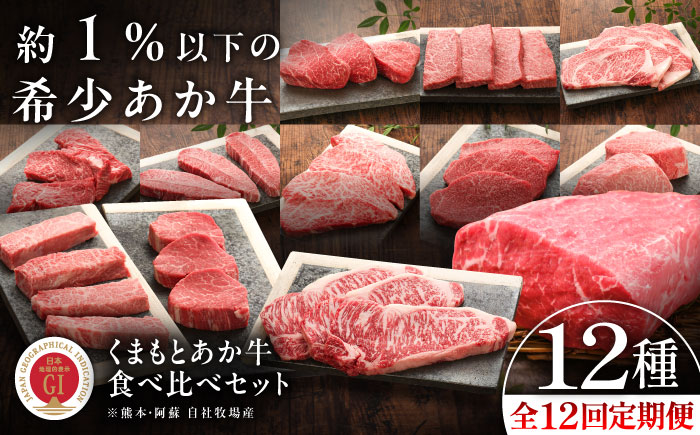 【全12回定期便】【GI認証】くまもとあか牛 食べ比べ / 菊陽町 あかうし 熊本県 肉 にく niku ブランド 旨み 【有限会社 三協畜産】 [BHAS032]