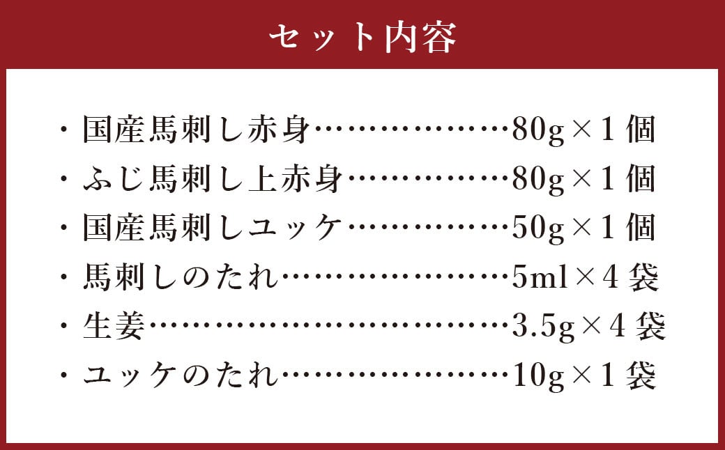 フジチク ふじ 馬刺し 赤身 ・ 霜降り 合計約210g