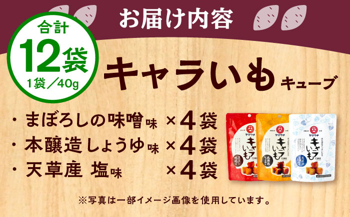 キャラいもキューブ アソート 12袋セット 計480g(味噌・しょうゆ・塩 各4袋)【株式会社山内本店】 [BHAE039]