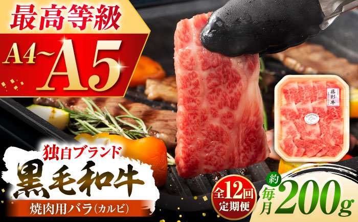 【全12回定期便】くまもと黒毛和牛「藤彩牛」バラ(カルビ)焼き肉用 1650【株式会社フジチク】 [BHAD029]