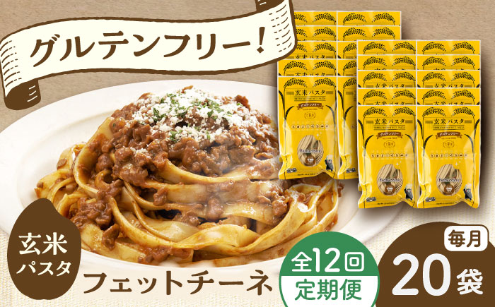 【全12回定期便】玄米パスタ フェットチーネ20袋セット / 玄米 パスタ 特産品 熊本【株式会社熊本玄米研究所】 [BHAF034]