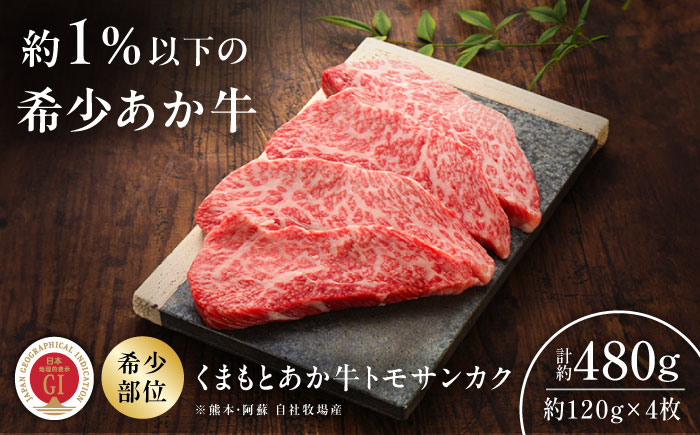 [GI認証]くまもとあか牛トモサンカク 約120g×4枚 / 菊陽町 あかうし 熊本県 肉 にく niku ブランド 旨み [有限会社 三協畜産] [BHAS016]