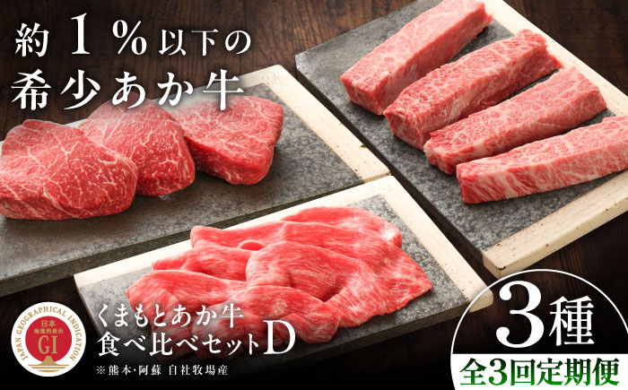 【全3回定期便】【GI認証】くまもとあか牛 食べ比べD / 菊陽町 あかうし 熊本県 肉 にく niku ブランド 旨み 【有限会社 三協畜産】 [BHAS029]