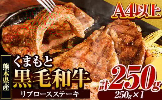 くまもと黒毛和牛 リブロースステーキ 250g 牛肉 冷凍 《30日以内に出荷予定(土日祝除く)》 くまもと黒毛和牛 黒毛和牛 冷凍庫 個別 取分け 小分け 個包装 ステーキ肉 にも リブロースステーキ