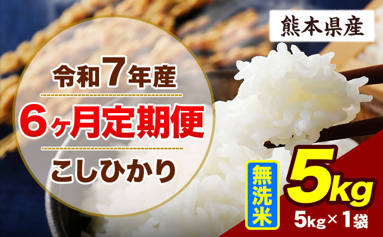 【6ヶ月定期便】令和7年産 定期便 こしひかり 5kg  無洗米 阿蘇 うぶやま 米 定期便 熊本県産 ふるさと納税 精米 ひの 米 こめ ふるさとのうぜい コシヒカリ コメ お米 おこめ《お申込み翌月から出荷》