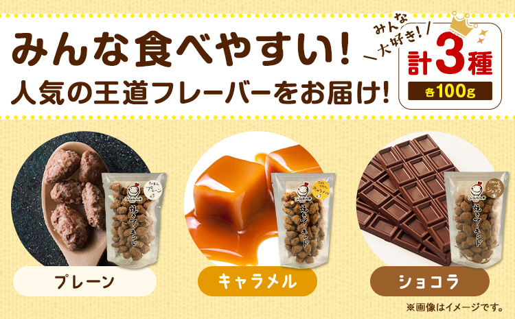 焼きアーモンド お子様人気セット (プレーン・キャラメル・ショコラ) 焼きアーモンドカフェDABERIBA おやつ《60日以内に出荷(土日祝除く)》