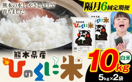 【隔月6回定期便】 白米 ひのくに米 10kg 《お申込み翌月から出荷》 食品 米 こめ コメ 熊本県産 ふるさと納税 お米 おこめ 熊本