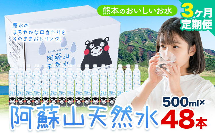 水 熊本 の おいしい お水 阿蘇山 天然水 500ml × 48本 2ケース 3ヶ月定期便 丸富産業《お申し込みの翌月から出荷開始》熊本県 産山村 水 天然水 みず 熊本 飲料 熊本県 ミネラルウォーター