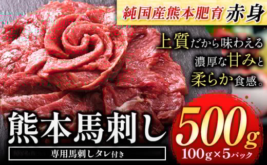 馬刺し 赤身 馬刺し 500g 【純 国産 熊本 肥育】 たっぷり タレ付き 生食用 冷凍《30日以内に出荷予定(土日祝除く)》