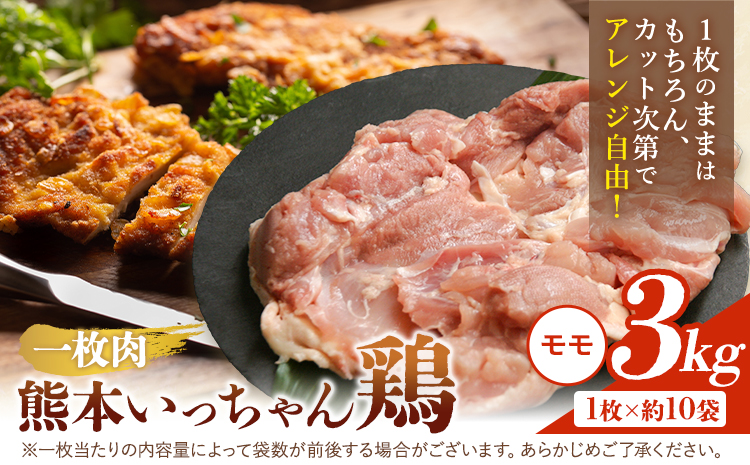 鶏肉 熊本いっちゃん鶏 もも肉 一枚肉 約3kg 10枚 株式会社九州児湯フーズ《30日以内に出荷予定(土日祝除く)》モモ肉 モモ 鶏モモ もも 熊本県 産山村