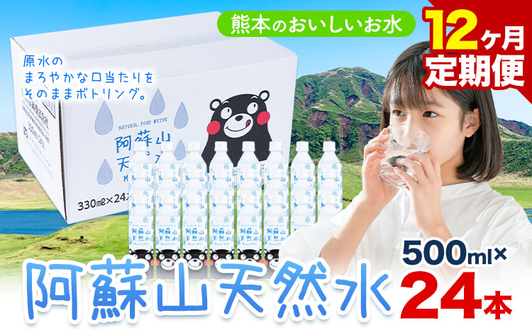 水 熊本 の おいしい お水 阿蘇山 天然水 500ml × 24本 1ケース 12ヶ月定期便 丸富産業《お申し込みの翌月から出荷開始》熊本県 産山村 水 天然水 みず 熊本 飲料 熊本県 ミネラルウォーター