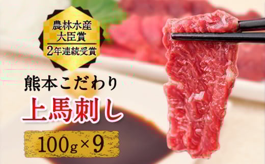 上赤身馬刺し ブロック 国産 馬刺し 熊本肥育 馬刺し 冷凍 生食用 たれ付き 900g 肉 馬肉 予約 平成27年28年 農林水産大臣賞受賞 熊本県産山村《90日以内に出荷予定(土日祝除く)》