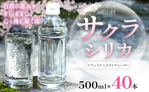 サクラシリカ 500ml × 40本 みずの里《30日以内に出荷予定(土日祝除く)》熊本県 阿蘇郡 産山村 ミネラルウォーター シリカ 水 天然水 鉱水 ラベルレス ラベルなし