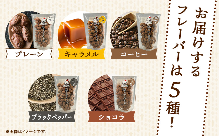 産山村製造 焼きアーモンド 5点セット プレーン キャラメル コーヒー ショコラ ブラックペッパー 詰め合わせ アーモンド ギフト 贈答 贈り物 お取り寄せ スイーツ 熊本 阿蘇 産山村 送料無料 ナッツ 小分け《60日以内に出荷(土日祝除く)》