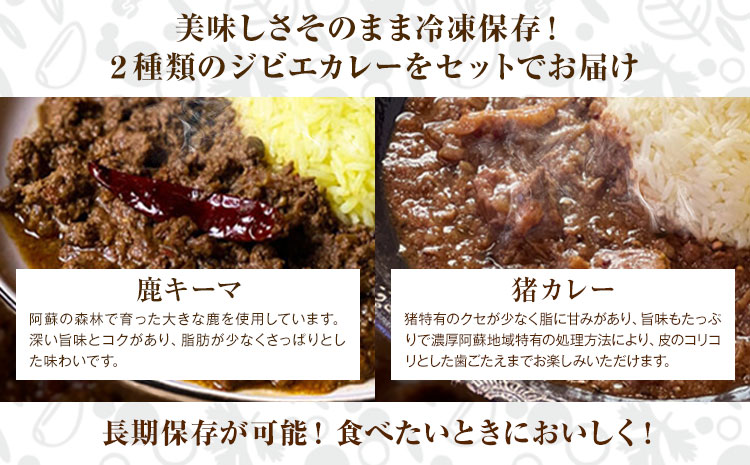阿蘇の鹿キーマカレー＆阿蘇の猪カレー【2食セット】マサラキッチン 冷凍 鹿肉 猪肉 ジビエ ジビエカレー カレー スパイスカレー スパイス 冷凍カレー 絶品 贈答用 ギフト お中元 お歳暮 産山村 送料無料《60日以内に出荷予定(土日祝除く)》【配送不可地域あり】