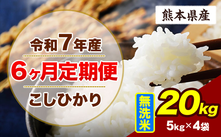 【6ヶ月定期便】令和7年産 定期便 こしひかり 20kg  無洗米 阿蘇 うぶやま 米 定期便 熊本県産 ふるさと納税 精米 ひの 米 こめ ふるさとのうぜい コシヒカリ コメ お米 おこめ《お申込み翌月から出荷》