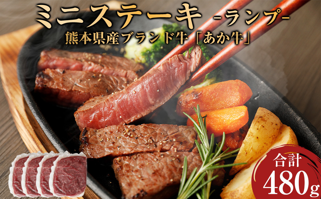 熊本県産 あか牛 ミニステーキ ランプ 合計480g 120g×4パック ステーキ 牛肉 肉 赤牛