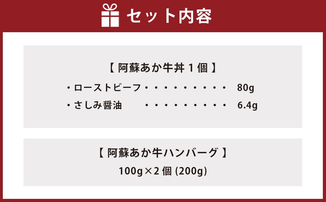 阿蘇 あか牛 丼 (1個) と 阿蘇 あか牛 ハンバーグ (2個) セット あか牛肉100％使用 牛肉 牛 惣菜 冷凍 熊本県産