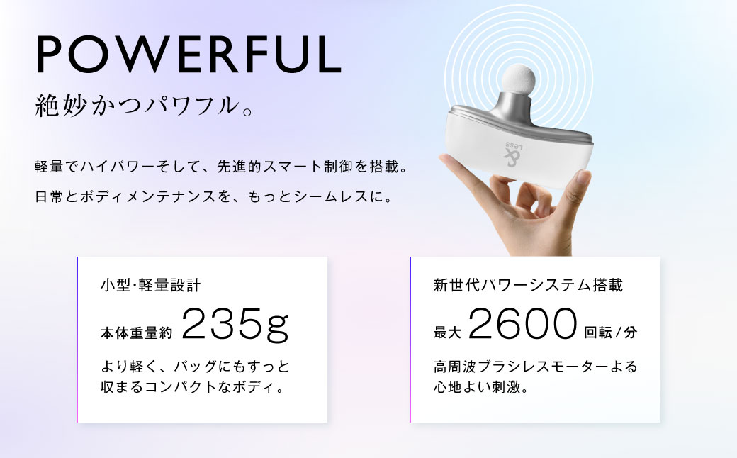 ハンドガンマッサージャー  【2年保証】 ／ 日本製 軽量 小型 ミニ ボディケア 背中 肩 首 足 肩甲骨 腰 マッサージ マッサージガン 筋膜リリースガン Type-C 【&Less BEAUTY】