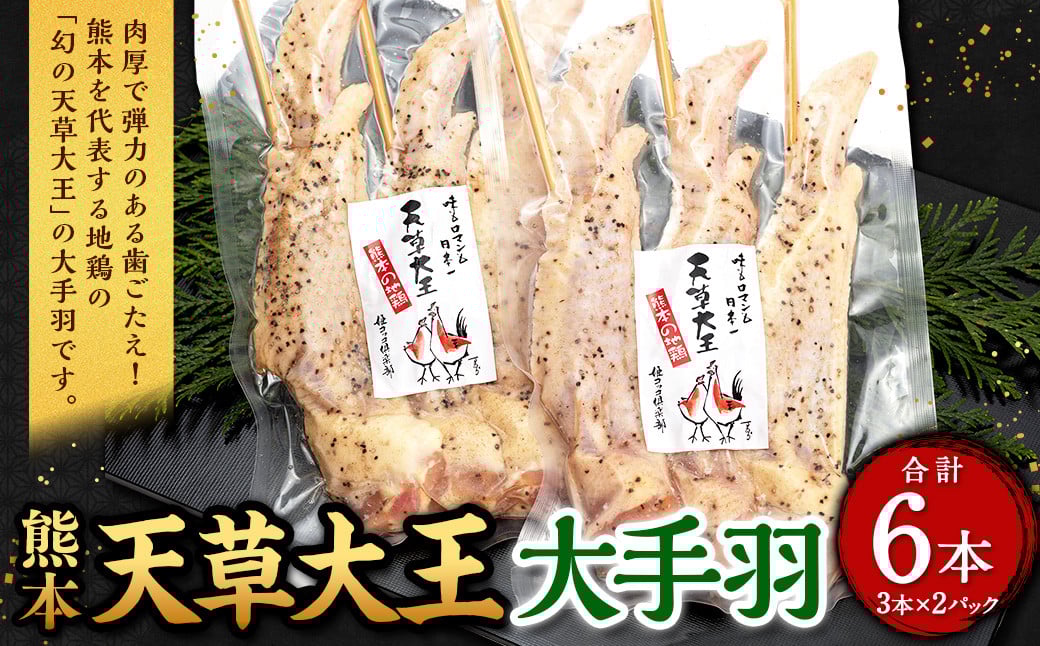 熊本 天草大王 大手羽 6本 （3本×2パック）鶏 鶏肉 地鶏 手羽 バーベキュー キャンプ