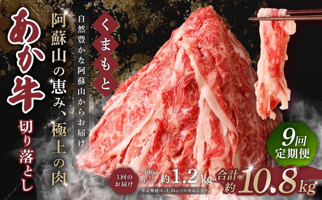 【 9回 定期便 】くまもと あか牛 切り落とし 1.2kg×9回 計10.8kg 肉 牛肉 和牛 ブランド牛 あか牛 赤牛 赤身 切落し 冷凍