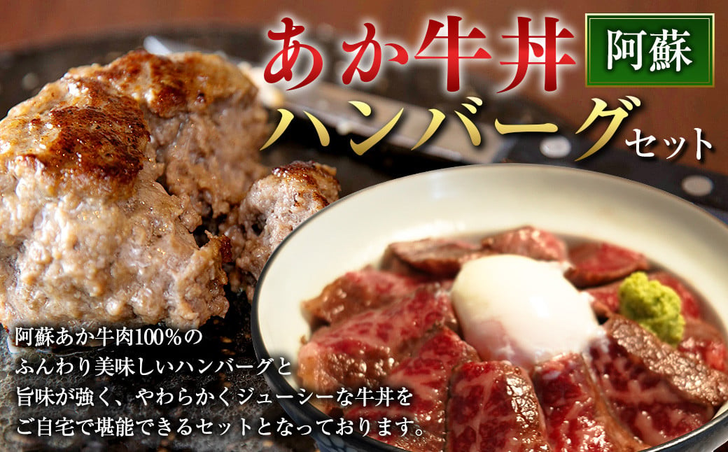 阿蘇 あか牛 丼 (1個) と 阿蘇 あか牛 ハンバーグ (2個) セット あか牛肉100％使用 牛肉 牛 惣菜 冷凍 熊本県産