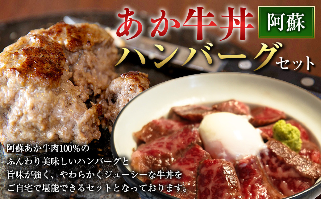 阿蘇 あか牛 丼 (1個) と 阿蘇 あか牛 ハンバーグ (2個) セット あか牛肉100％使用 牛肉 牛 惣菜 冷凍 熊本県産