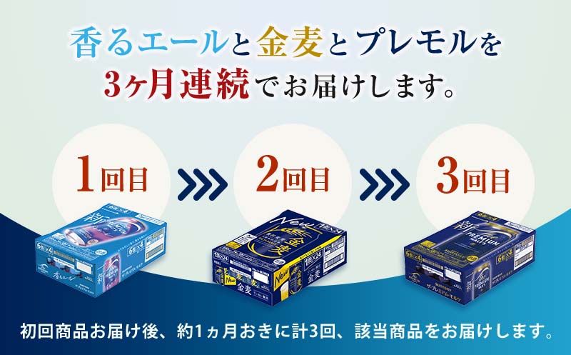 FK7-0133_【3回定期便】サントリービール3種のバラエティ定期便 ザ・プレミアム・モルツ香るエール/金麦/ザ・プレミアム・モルツ 熊本県 嘉島町 ビール
