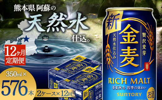 FKK19-783_【12ヶ月定期便】サントリー 金麦 350ml×48缶（2ケース） 熊本県 嘉島町 ビール