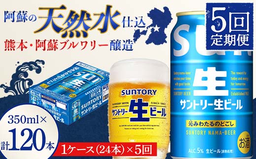FK7-0141_ 【5回定期便】 サントリー 生ビール トリプル生 350ml ×1ケース (24缶)  熊本県 嘉島町 ビール サン生