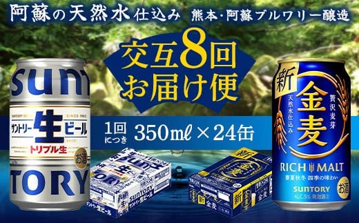 FKK19-964 【サントリー生ビール・金麦交互8回定期便】各350ml ×24本 ギフト 贈り物 酒 アルコール