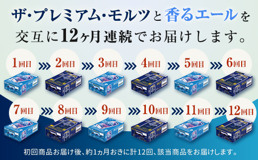 FK7-0117_【プレモル2種交互12回定期便】ザ・プレミアム・モルツ/香るエール 各350ml×24本 熊本県 嘉島町 ビール