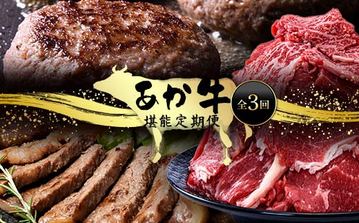 FK7-0248_あか牛堪能定期便 全3回 サーロイン ステーキ ハンバーグ 切り落とし あか牛 肉
