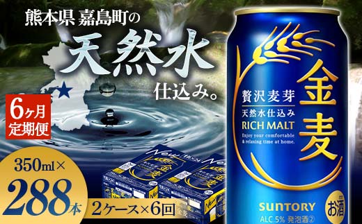FK7-0081_【6ヶ月定期便】サントリー 金麦 350ml×48缶（2ケース） 熊本県 嘉島町 ビール