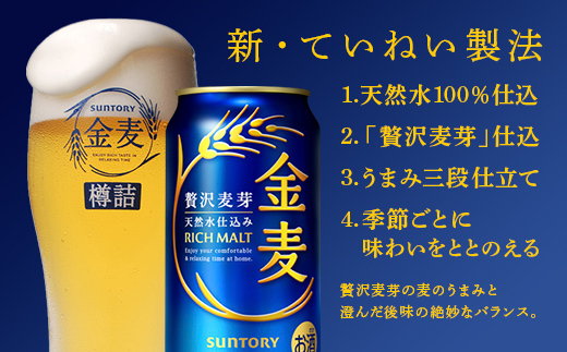FK7-0086_【2ヶ月連続】サントリー 金麦 500ml×1ケース(24本） 熊本県 嘉島町 ビール