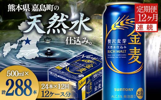 FK7-0091_【12ヶ月連続】サントリー金麦500ml×1ケース(24本） 熊本県 嘉島町 ビール