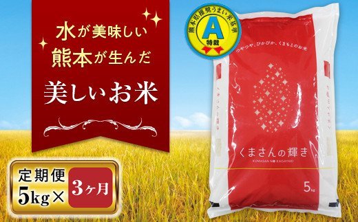 FKK19-136 【3ヵ月定期便】特別栽培米「くまさんの輝き」5kg