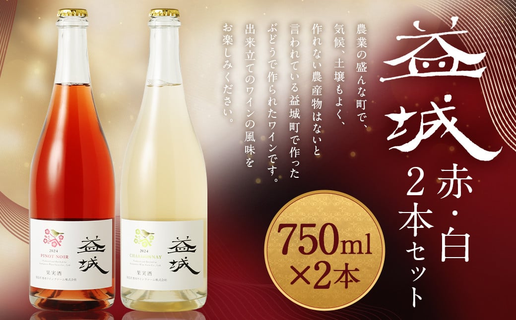 益城ワイン2本セット（赤1本・白1本）合計1,500ml（750ml×2本）ワイン 赤ワイン 白ワイン シャルドネ ピノ・ノワール