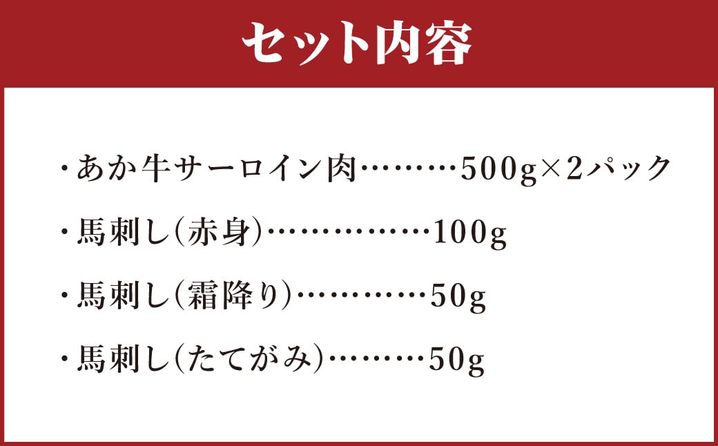 あか牛すきやき・しゃぶしゃぶ用サーロイン肉1kg 馬刺し200g セット 合計 約1.2kg