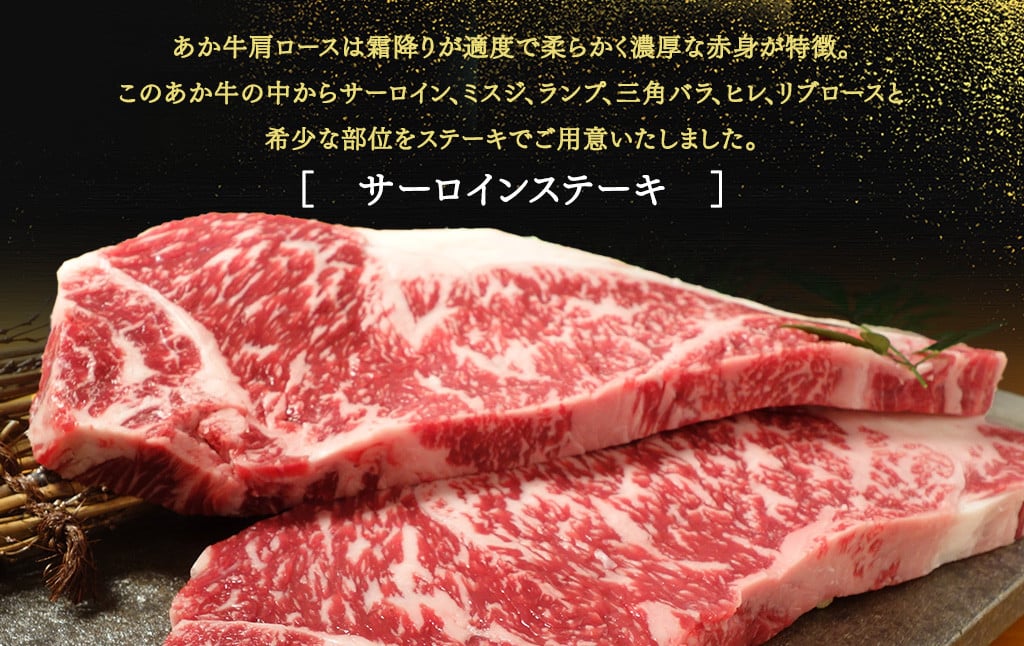 【6ヶ月定期便】あか牛ステーキ食べ比べ 6種