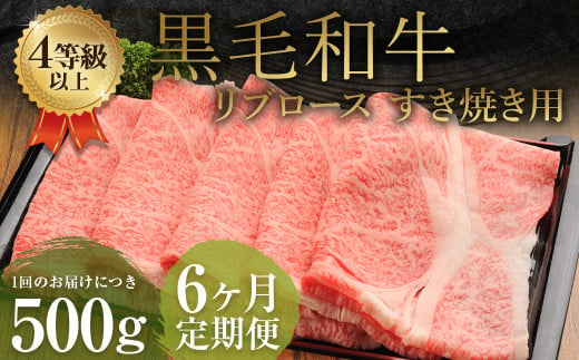 【6ヶ月定期便】くまもと黒毛和牛 リブロース すき焼き用 500g 牛肉 牛 肉