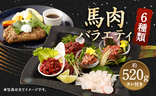 6種 馬肉 バラエティ 約520g タレ付き 馬刺し 食べ比べ
