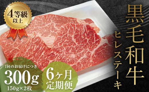 【6ヶ月定期便】くまもと黒毛和牛 ヒレステーキ 300g（150g×2枚） 牛肉 牛 肉