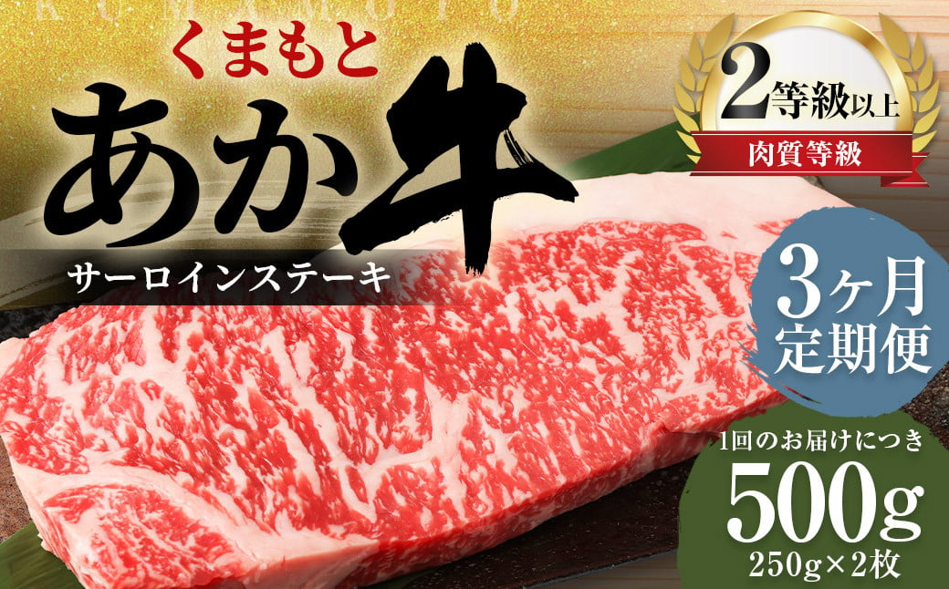 【3ヶ月定期便】くまもとあか牛サーロイン500g（250g×2枚）牛肉 牛 肉