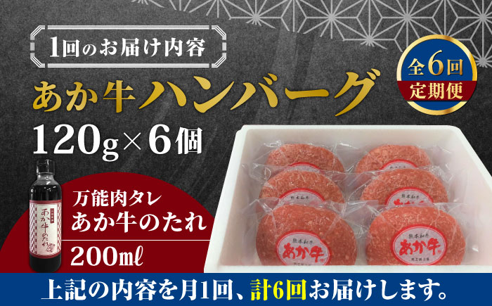 【全6回定期便】【日本ギフト大賞 受賞】熊本県産 あか牛ハンバーグ セット 計720g ( 120g × 6個 ) 冷凍 専用タレ付き あか牛のたれ付き 個包装 熊本和牛【有限会社 三協畜産】[YCG066] 