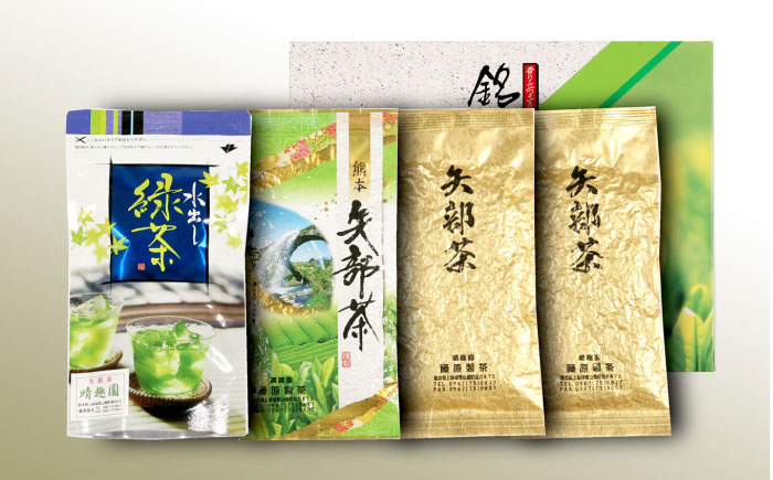 【全6回定期便】晴趣園 藤原製茶 お茶 セット 蒸製玉緑茶 4点セット 化粧箱入り 矢部茶 玉緑茶 緑茶 水出し 熊本県産 山都町産 【一般社団法人 山都町観光協会】[YAB046] 