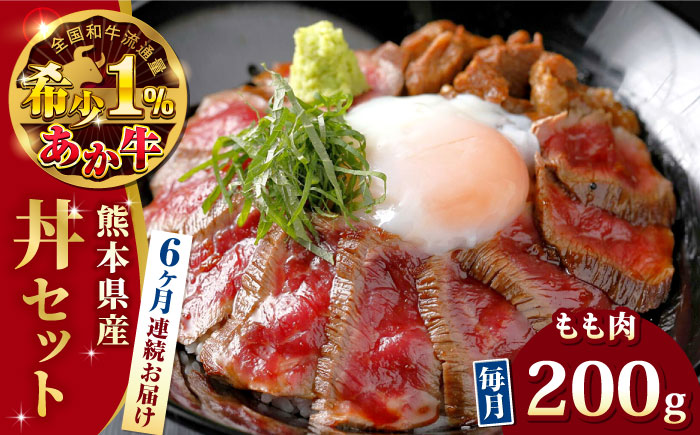 【全6回定期便】熊本県産 あか牛 あか牛丼セット モモ 200g 冷凍 専用タレ付き あか牛のたれ付き 熊本和牛【有限会社 三協畜産】[YCG072]